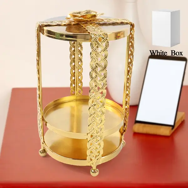[14430_multi_metal_showpiece_1pc] Multipurpose Golden Metal Candle Stand showpiece (1 Pc)