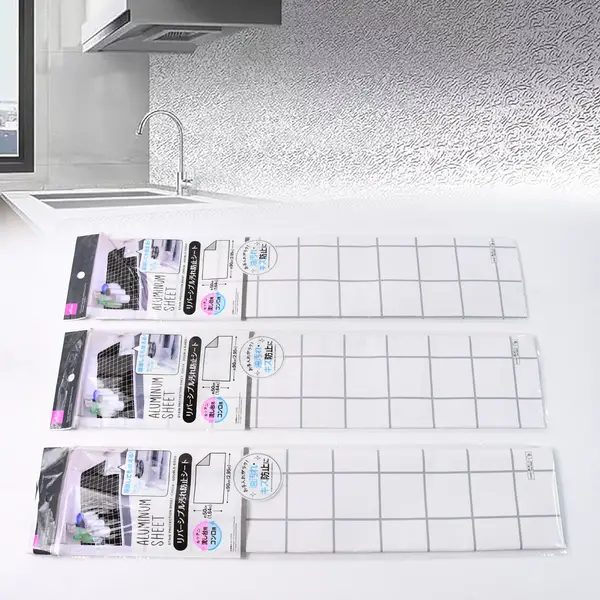 [12154_aluminum_kitchen_wall_sheet_3pc] Aluminium Kitchen Wall Sheet Aluminium Without Adhesive (3 Pc / 50x90 Cm)