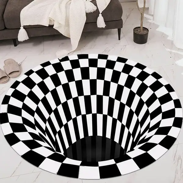 [18282_3d_space_round_carpet_1pc] 3D Space Round Carpet, Floor Mat Non-Woven Doormat (1 Pc / 78 Cm)