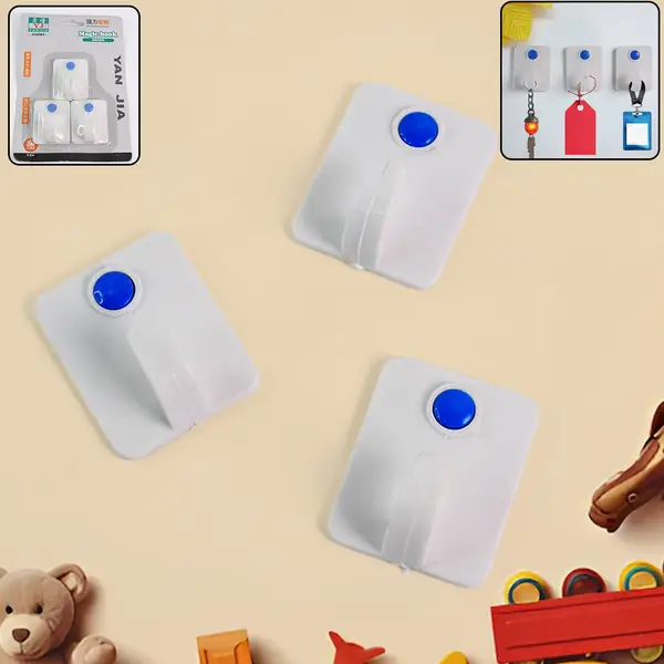 [19261_3pc_self_adhesive_wall_hooks_set] 3-Piece Self-Adhesive Wall Hooks Set