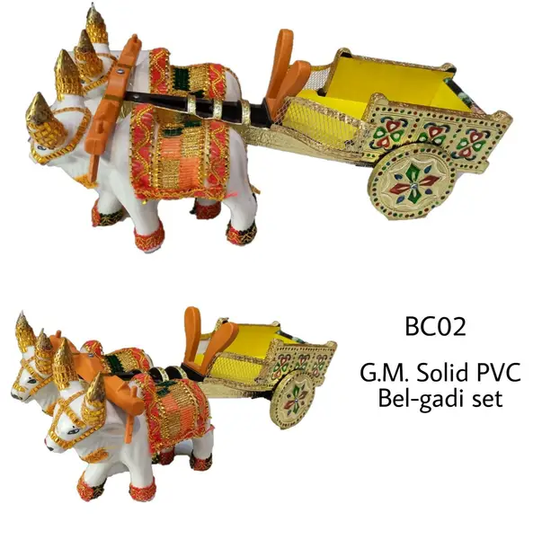 [PT-863_bullock_shape_nano_gadi)] Traditional Indian G.M. Solid PVC Decorative Bullock Cart (Bel-Gadi)