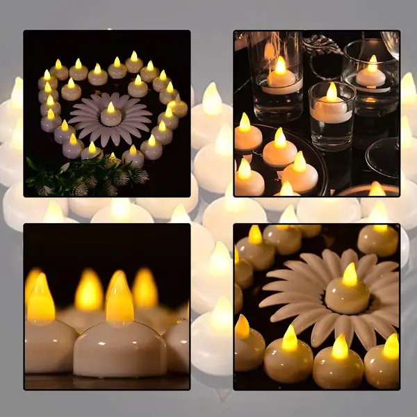 [6432_12pc_floting_tealight] Set of 12 Flameless Floating Candles Battery Operated Tea Lights Tealight Candle - Decorative, Wedding.( Diya , Divo , Diva , Deepak , Jyoti ,)