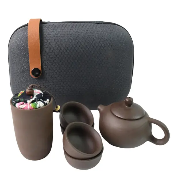 [10266_kungfu_tea_set_6pcs] Portable Kung Fu Tea set with a portable travel bag (set of 6pcs)