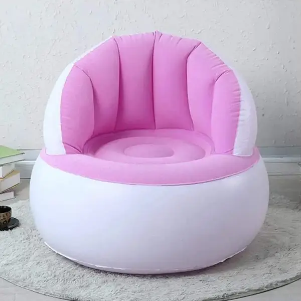 [18230_inflatable_air_sofa_with_air_pump] Kids inflatable sofa chair with backrest & Foot Air Pump with Hose (1 Set / 85x74 Cm Approx)