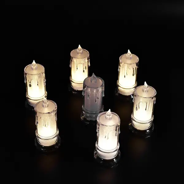 [6559_cnl_plastic_swing_candle] Big Flameless Melted Design Candles Set (12 pcs)