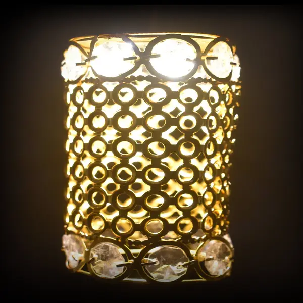 [7230_mix_2line_dimond_jhoomer] Antique Golden Jhoomer Chandelier – Diwali & Christmas Decor (1 Pc)