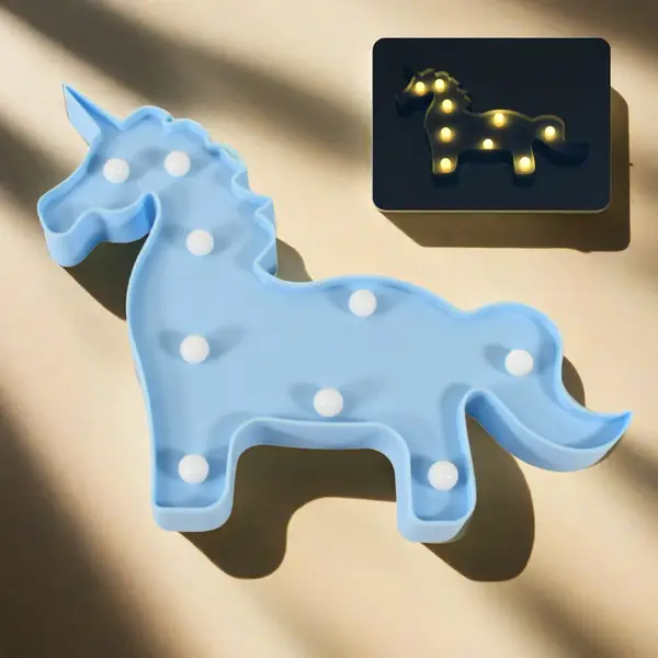 [12940_unicorn_shape_led_night_light] 3D LED Night Light Table Lamp for Party Birthday Wedding Atmosphere, Battery Operated Decorative Light Nursery Lamp for Bedroom and Wall Decoration For Children Bedroom Wall, Light (1 Pc / Battery Not Included)