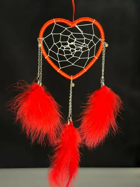[923_small_shape_nano_red] Heart thread hanging small dream catcher red