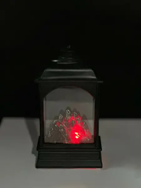[PT-928] Mini LED Fireplace Lantern Black