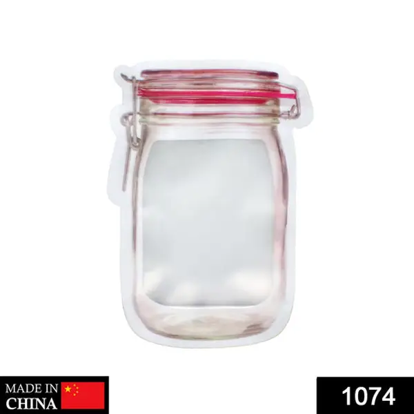 [1074_medium_jar_pouch] Reusable Airtight Seal Plastic Food Storage Mason Jar Zipper (500ml)