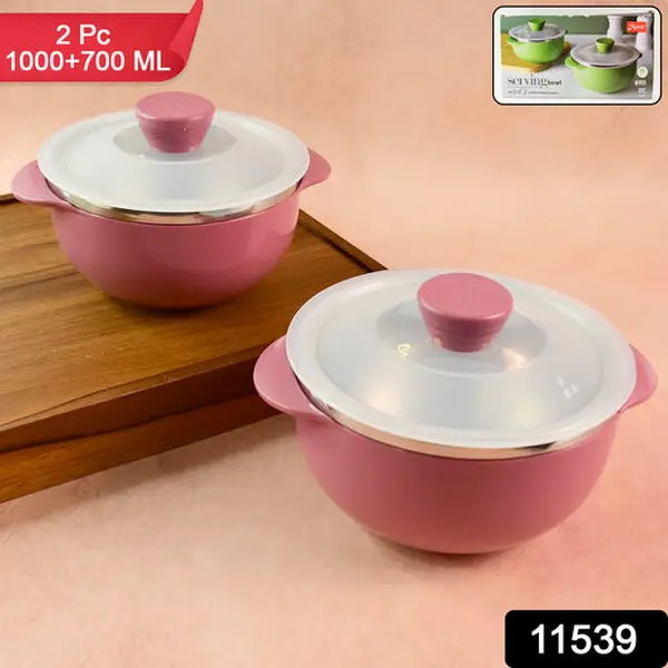 [11539_apex_serving_bowl_2pc_sb2] Apex Premium Plastic Serving Bowl Set with Lids (2 Pc)