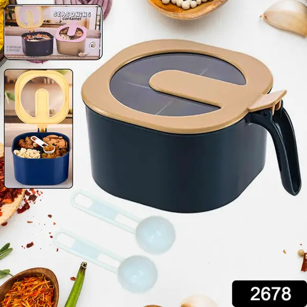 [2678_4sec_fancy_masala_box] Fancy 4-Section Masala Box for Kitchen Storage (Spice Container)