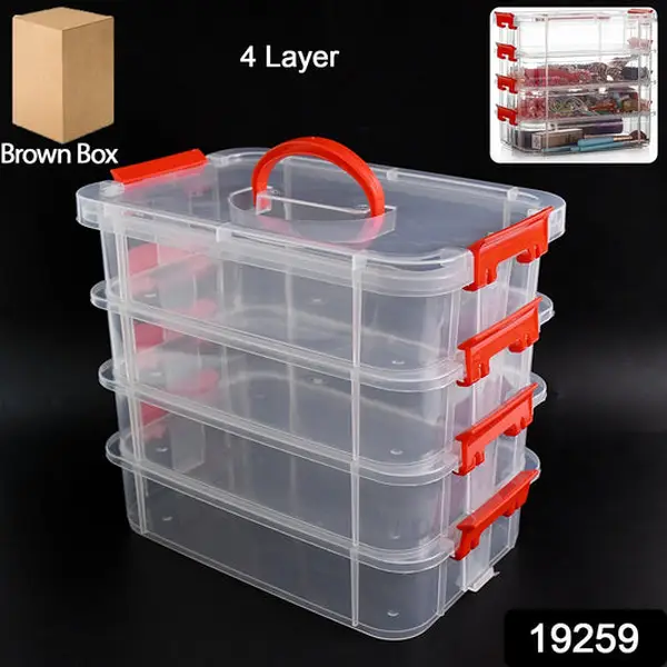 [19259_4layer_trans_mult_plastic_storage_box] 4-Layer Transparent Multipurpose Plastic Storage Box