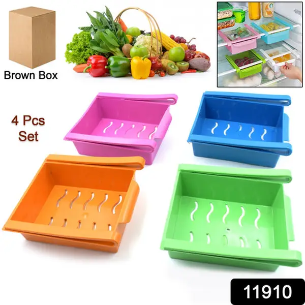 [11910_adj_refrigerator_storage_drawers_4pc] Adjustable Refrigerator Storage Organizer Drawers (4 Pc)