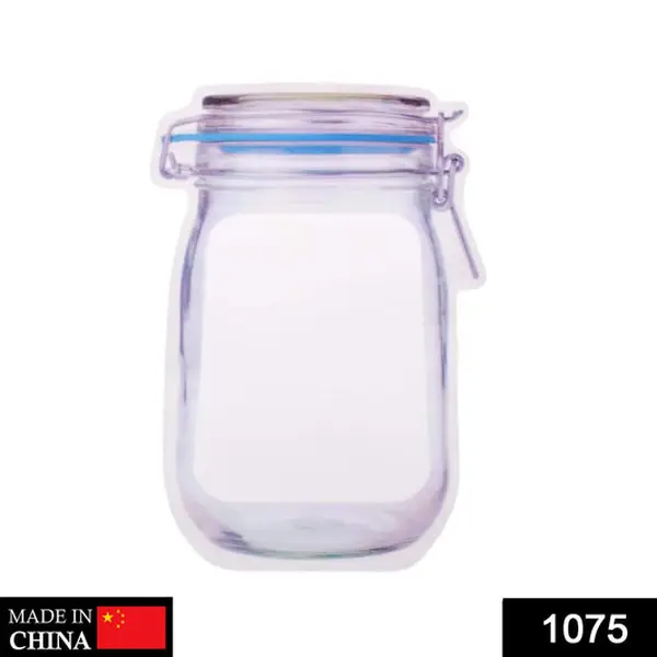 [1075_big_jar_pouch] Reusable Airtight Seal Plastic Food Storage Mason Jar Zipper (1000ml)