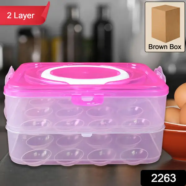 [2263_24grid_2lay_egg_box] Double Layer 24 Grid Egg Storage Box for Egg Storage Container