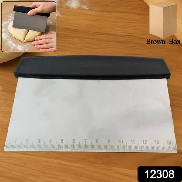 [12308_premium_ss_dough_scraper_1pc] Premium Stainless Steel Dough Scraper (1 Pc)