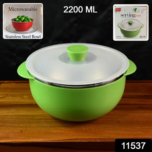 [11537_apex_serving_bowl_2200ml_sb22] Apex 2200ml Microwave-Safe Plastic Serving Bowl with Lid (1 Pc)
