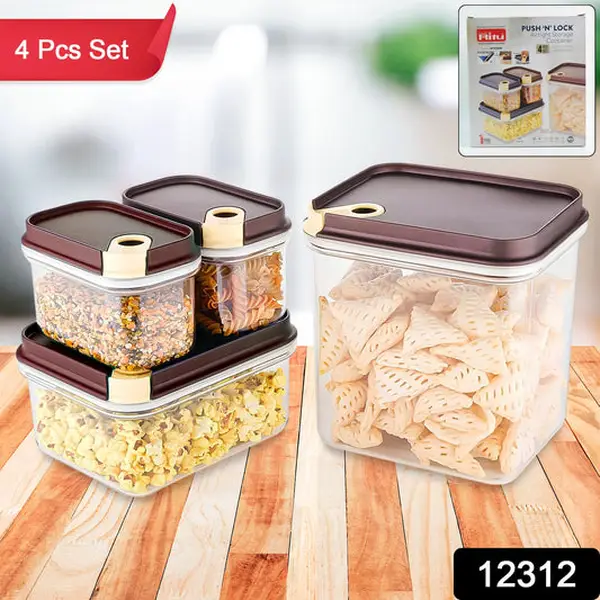 [12312_ritu_push_n_lock_container_4pcs_j371] Ritu Push 'N' Lock Airtight Food Storage Container Set (4 Pc)
