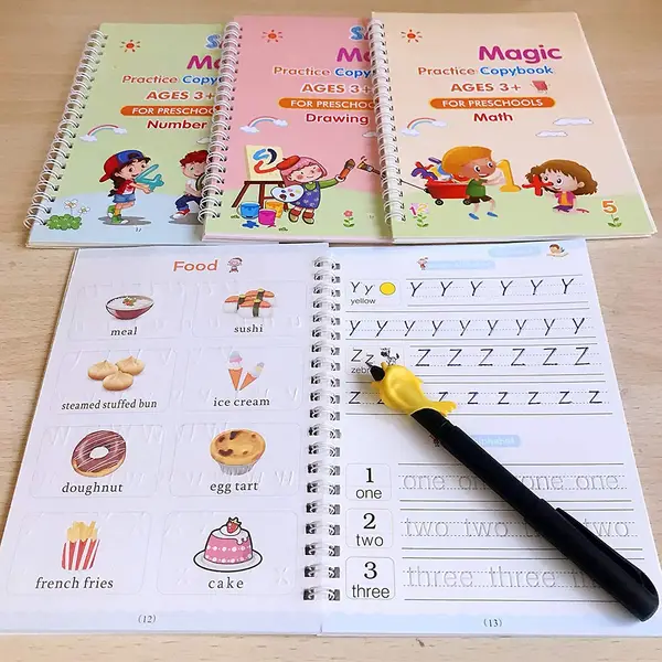 [8075_4pc_magic_copybook] 4 Pc Magic Copybook widely used by kids, children’s and even adults also to write down important things over it while emergencies etc.