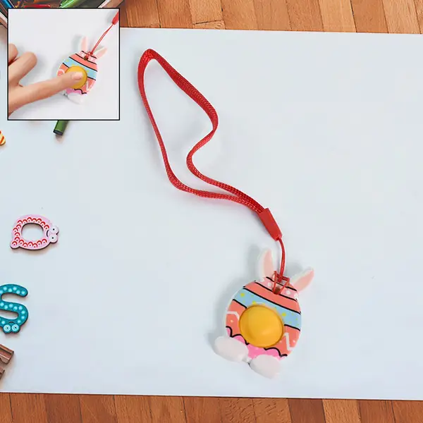 [19140_fidget_toy_keychain_1pc_no9] Cute Bunny-Shaped Pop It Fidget Toy Keychain (1 Pc)