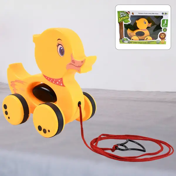 [19012_duck_toy_for_kids] Pull Along Toy with Attractive Design, Developmental Toy for 1-Year-Old Girl Boy (Duck)