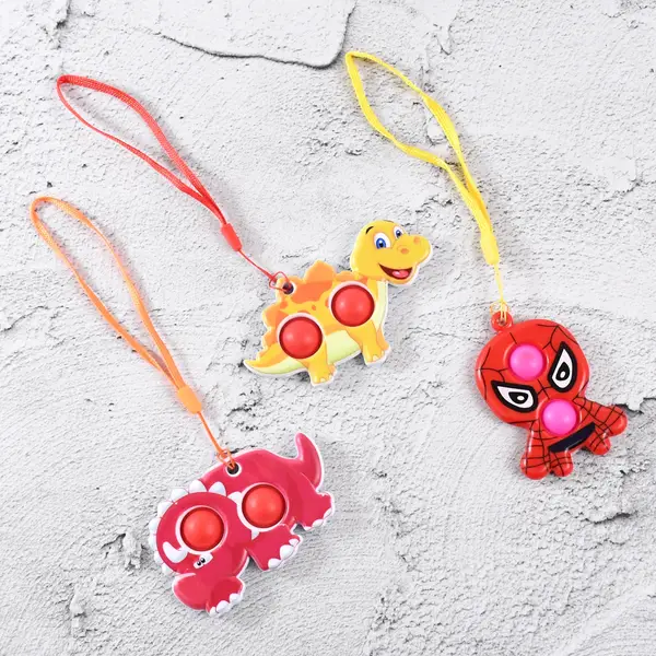 [19061_silicone_fidget_toy_keychain_1pc] Silicone Push Pop Bubble Fidget Toy Keychain (1 Pc)