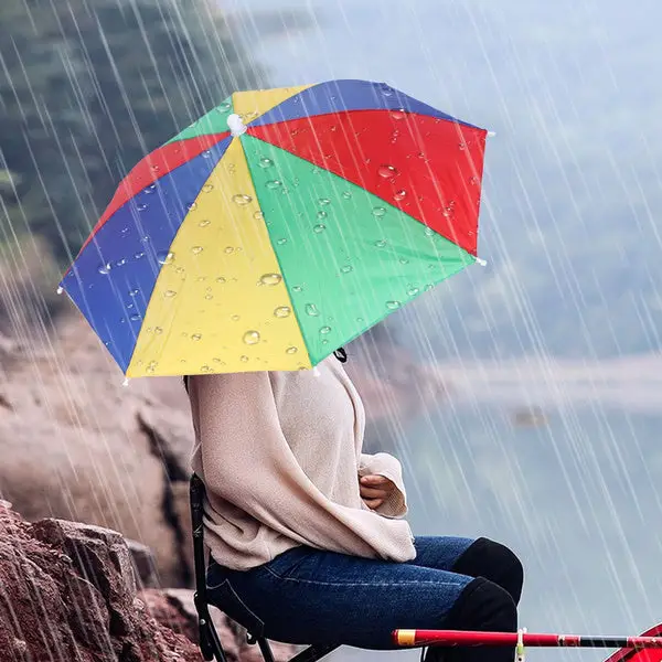 [1445_kids_hat_umbrella] Hands Free Umbrella Hat to Protect from Sun & Rain