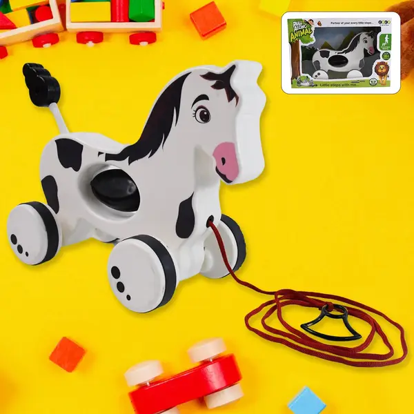 [19018_pull_along_hourse_kid_toy] Hourse Pull Along Toddler Toy with Attractive Design
