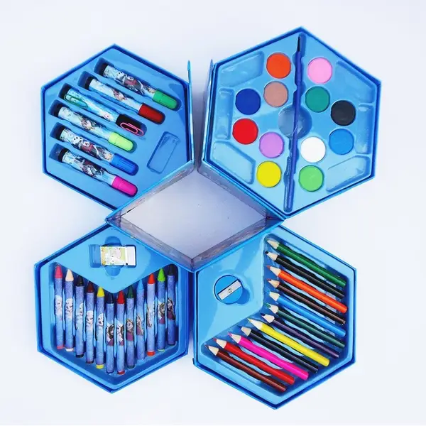 [0859_color_box_46pc] 46 Pcs Plastic Art Colour Set with Color , Crayons, Oil Pastel and Sketch Pens