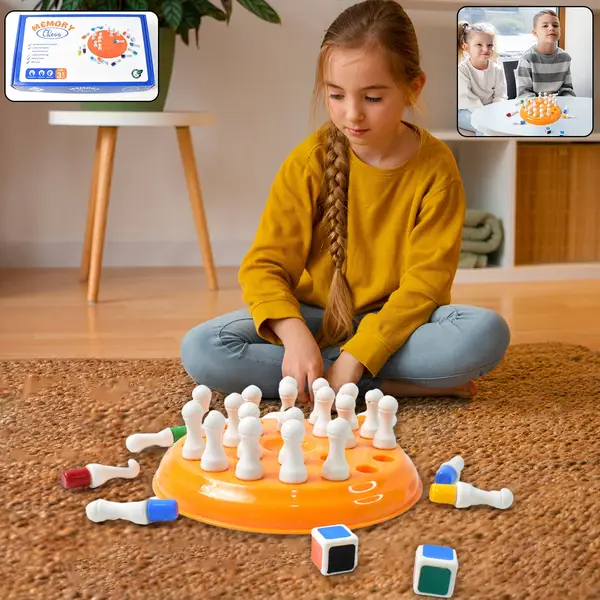[4115_plastic_memory_chess_game_set] Plastic Brain Teaser Memory Chess Game (1 Set)