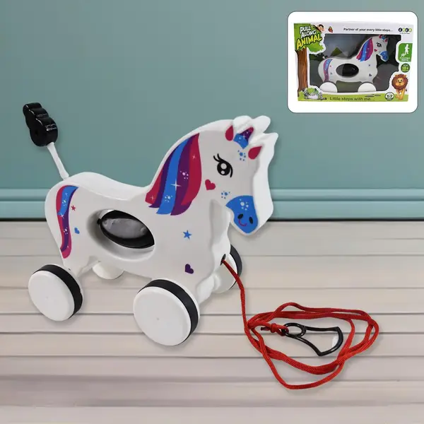 [19014_pull_along_toy_unicorn] Pull Along Toy Unicorn | Pull String Toys for Babies