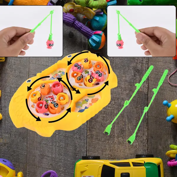 [4924_fish_catching_game] Fishing Game for Kids, Include 12 Pieces Fishes and 2 Fishing Rod, (1 Set)