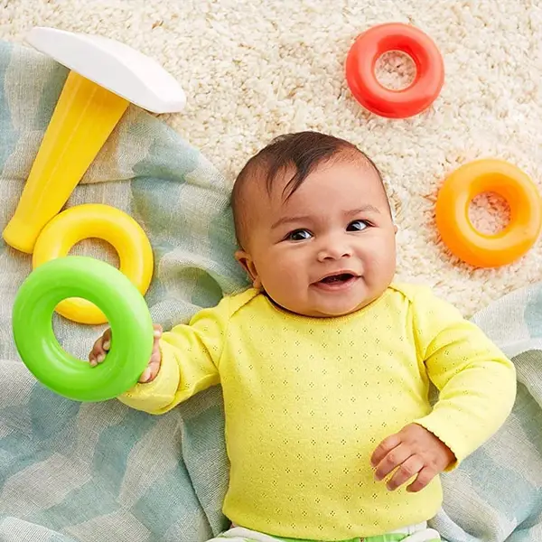 [8017_n1_5pc_teddy_rings] Plastic Baby Kids Teddy Stacking Ring Jumbo Stack Up Educational Toy 5pc
