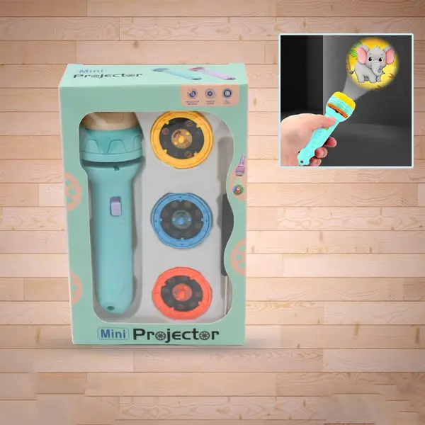[4400_mini_projector_torch] Mini Slide Projector for Kids with 3 Slide and Animated Pattern, Flashlight Torch for Kids, Projector Torch, Educational Learning Toy