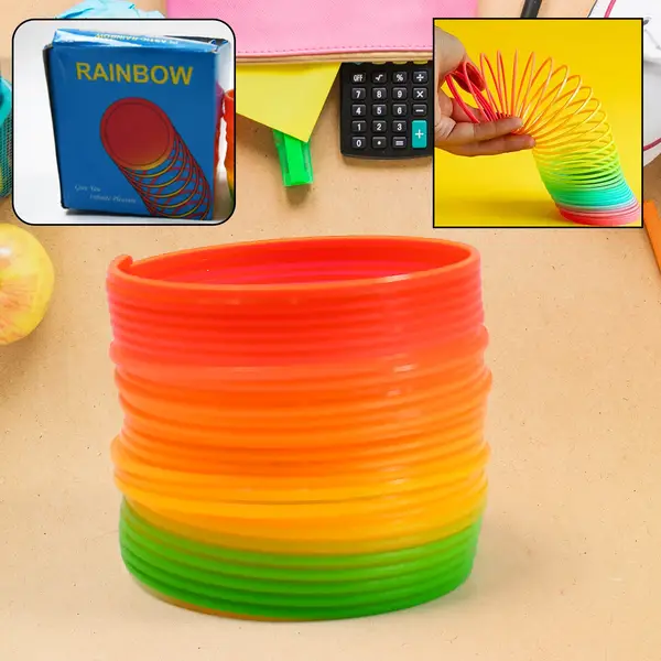 [17744_rainbow_magic_spring_toy] Rainbow Slinky Spring Toy – Compact, Portable Fun Toy for Kids & Adults, Great for Birthdays (1 Pc)