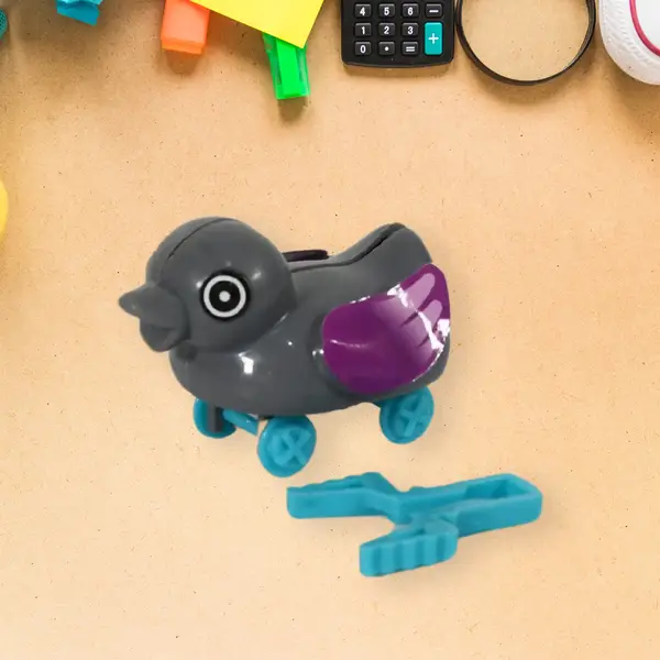 [1943_push_back_spring_duck_atp81] Small push back duck toy, Ejectable spring tail duck, Small DIY duck Toy