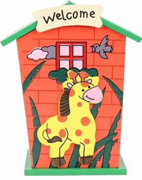 [1663_wooden_house_bank] Cute Cartoon House Shaped Lovely Wooden Piggy Bank Money Bank