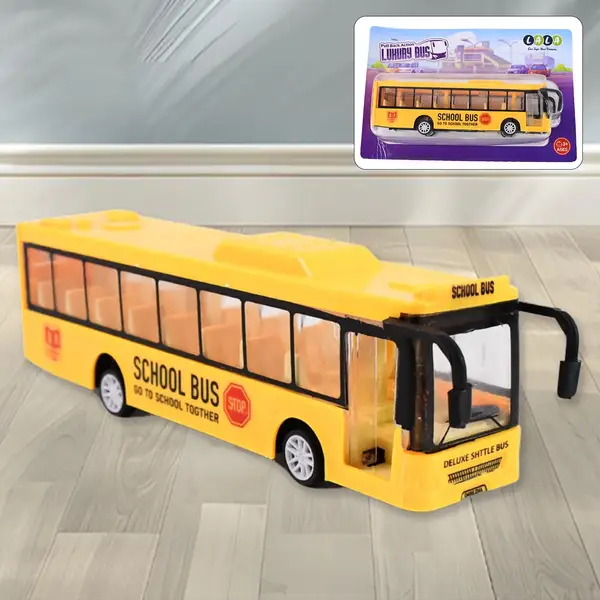 [19015_school_bus_toy_for_kids_lt24] Inertia Bus Toys , High Simulation Yellow Fine Details Mini Bus Model Car Toys Prizes for Gift Collections
