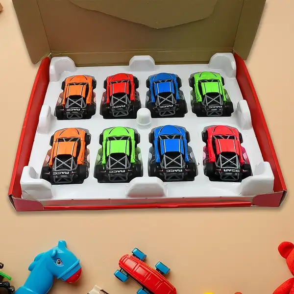 [18194_pull_back_racing_car_toy_8pc] Mini Pull Back Racing Car Widely Used By Kids & Children  (8 Pcs Set / Mix Color)