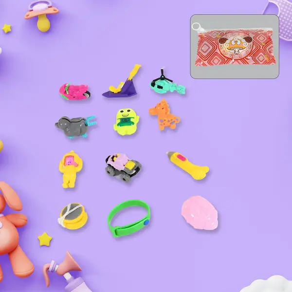 [17692_pouch_n_12pc_toys_combo] 12 in 1 toy for kids, 10 different and small toys for kids to play with curiosity
