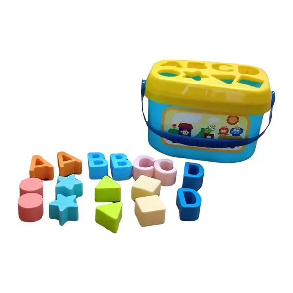 [18744_baby_first_block_set_16pc] Baby First Block Set for Kids Non-Toxic Abcd Geometric Shape Sorting & Stacking Toy (1 Set)
