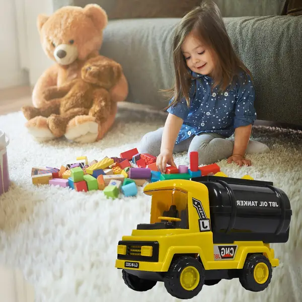 [4484_big_oil_tanker_toy] Big Heavy Duty Unbreakable Toy Truck with Sound | Friction Powered Oil-Water Tanker