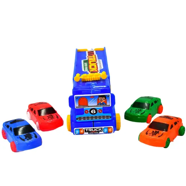 [4442_4pc_car_carring_truck] Toy Set Truck with 4 Mini Cars Toy Vehicles for Children