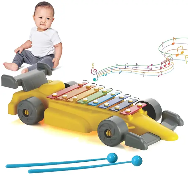 [1981_plastic_musical_car_xylophone_at55] Musical Car Piano Xylophone Toy, Plastic Car Xylophone (1 Set)