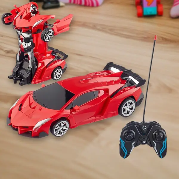 [18035_2in1_robot_car_with_remote] 2 In 1 Automatic Robot Converted Remote Control Car With Light Scale 360°Drifting Deformation Robot Car Toy Kids Boys, Robot Convert Unique Toy For Boys (1 Pc)