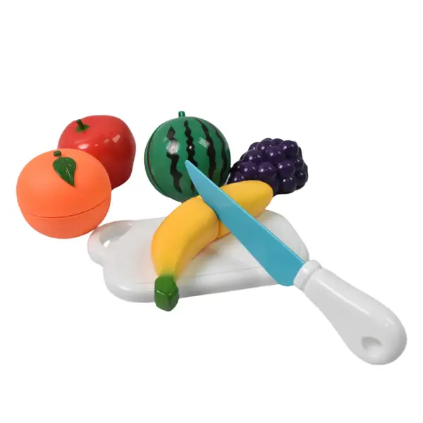[1913_at74_fruits_cutting_play_toy_set_7pc] Realistic Sliceable Fruits Cutting Play Toy Set (7 Pcs Set)