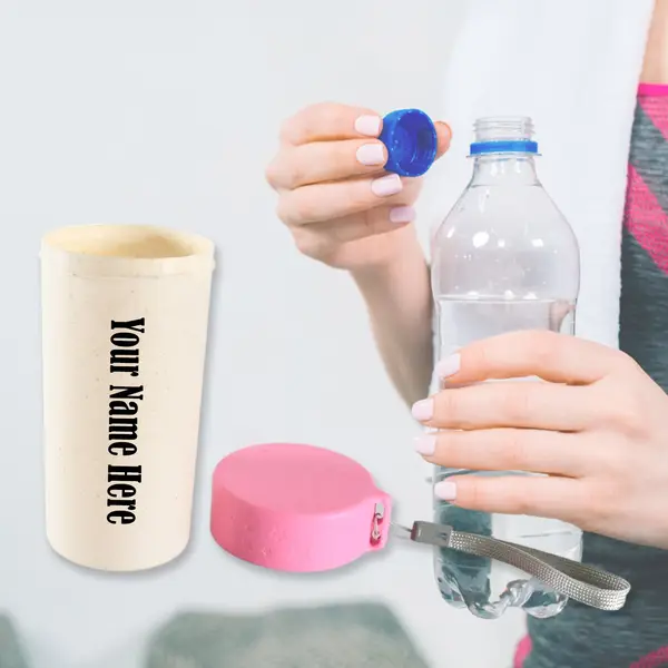[DSIN 12683] Customize Travel Coffee Cup Portable Water Bottle Wheat Straw Coffee Tea Mug Coffee Mug with Lids for Coffee Tea (300 ML Approx)