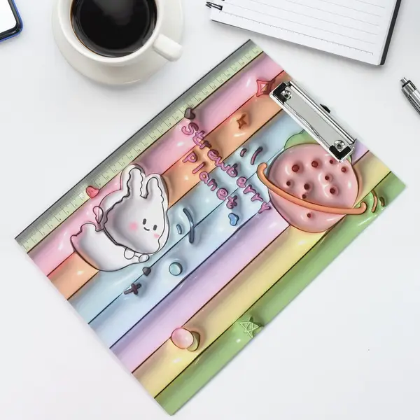 [4244_wooden_writing_pad_with_clip_1pc] Wooden Paper Clipboard Writing Pad with Clip (1 Pc / 31×22 Cm)