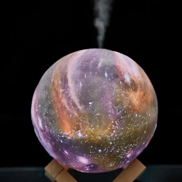 [7236_2in1_3d_moon_lamp_n_air_humidifier] 3D 2 in 1 LED Printed Moon Lamp & Aroma Diffuser (1 Pc)